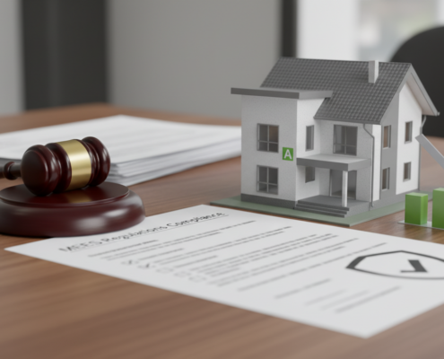 MEES regulations compliance - gavel and model house representing landlord legal requirements