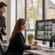 Estate agent reviewing a professionally marketed residential property listing